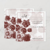 Maroen Elegante Bloem Bruiloft RSVP Kaarten (Voorkant / Achterkant)