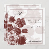 Maroenen Elegante Bloem Bruiloft RSVP Kaarten (Voorkant / Achterkant)