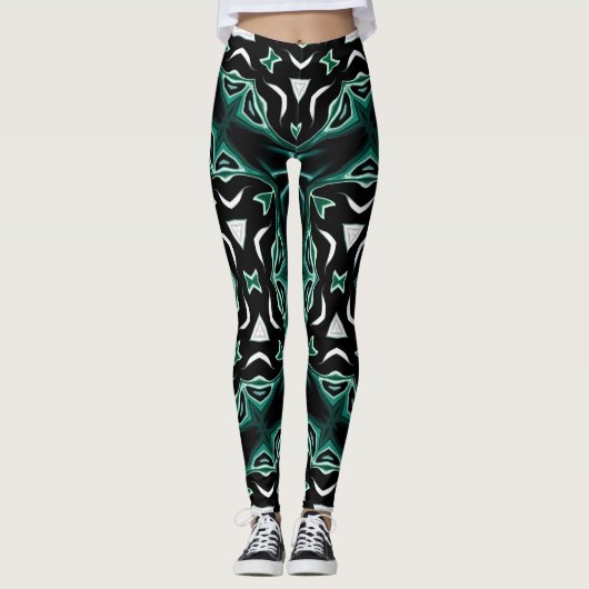 Marokkaans afrikaans etnisch donker patroon kaleid leggings (Voorkant)