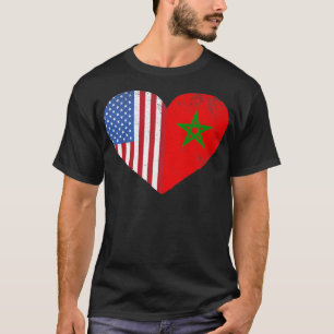 Marokkaans-Amerikaanse vlag Heart Marokko Verenigd T-shirt