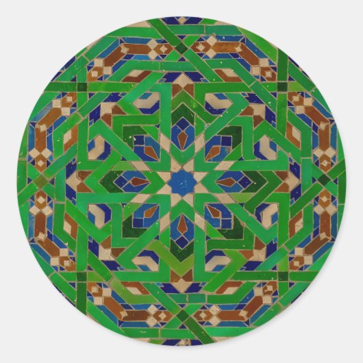 Marokkaans Arabesque Tegel Mosaic design Ronde Sticker (Voorkant)