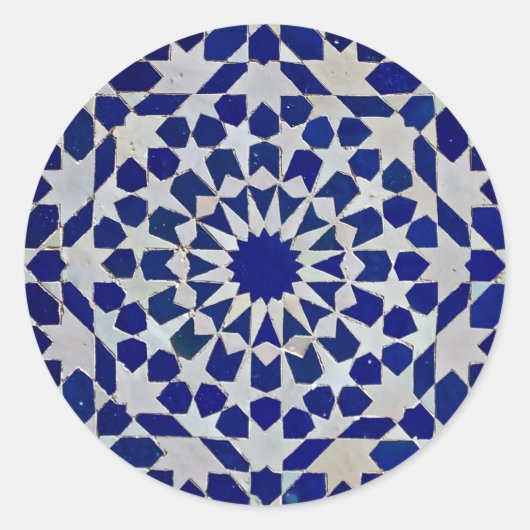 Marokkaans Arabesque Tegel Mosaic design Ronde Sticker (Voorkant)