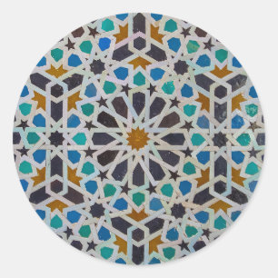Marokkaans Arabesque Tegel Mosaic design Ronde Sticker