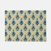 Marokkaans Arabisch traceriepatroon in blauw en ge Deurmat (Voorkant)