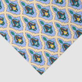 Marokkaans Arabisch traceriepatroon in blauw en ge Tissuepapier (Detail)