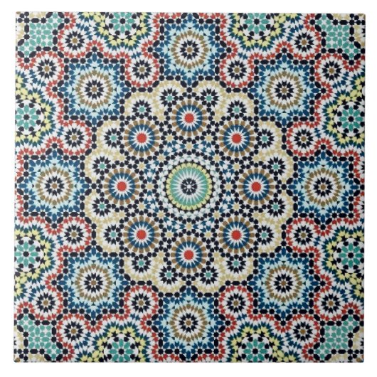  Marokkaans blauw & Blauwgroen patroon Tegeltje (Voorkant)