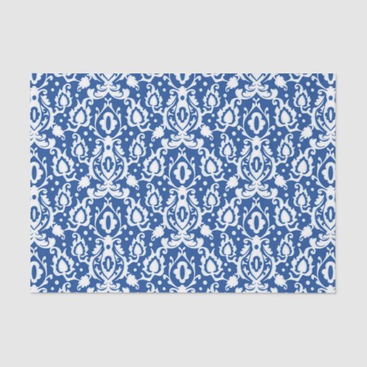 Marokkaans Blauw en Wit Casbah Damask Tissuepapier (Voorkant)