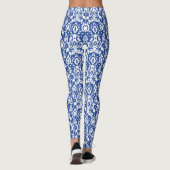 Marokkaans Blauw en Wit Modern Casbah Damask Leggings (Achterkant)