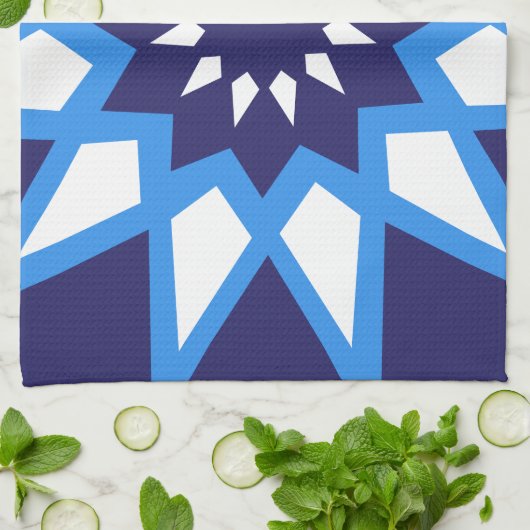 Marokkaans blauw en wit patroon keukenhanddoek (Gevouwen)