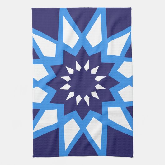 Marokkaans blauw en wit patroon keukenhanddoek (Verticaal)