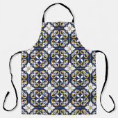 Marokkaans blauw goudvormig decoratief bloemetje schort (Voorkant)