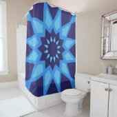 Marokkaans blauw patroon douchegordijn (In situ)