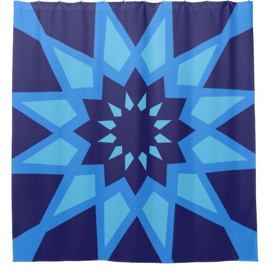 Marokkaans blauw patroon douchegordijn (Voorkant)