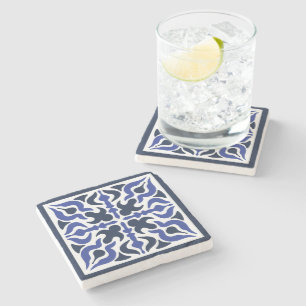 Marokkaans blauw patroon stenen onderzetter