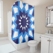 Marokkaans blauw-wit patroon douchegordijn (In situ)