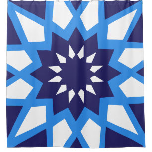 Marokkaans blauw-wit patroon douchegordijn