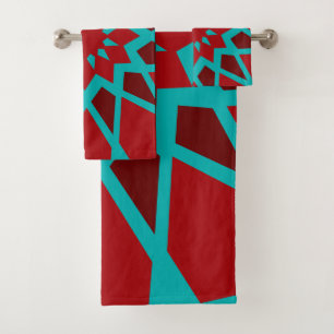 Marokkaans Blauwgroen en rood patroon Bad Handdoek