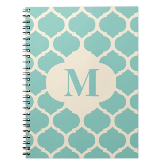 Marokkaans Blauwgroen monogram notebook Notitieboek (Voorkant)