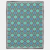 Marokkaans Blauwgroen Turquoise Blue Quatrefoil Pa Fleece Deken (Voorkant)