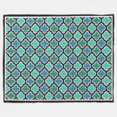 Marokkaans Blauwgroen Turquoise Blue Quatrefoil Pa Fleece Deken (Voorkant (Horizontaal))