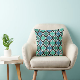 Marokkaans Blauwgroen Turquoise Blue Quatrefoil Pa Kussen