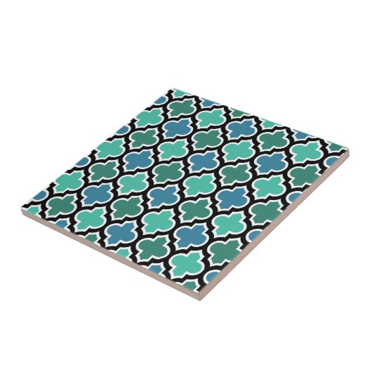 Marokkaans Blauwgroen Turquoise Blue Quatrefoil Pa Tegeltje (Zijkant)