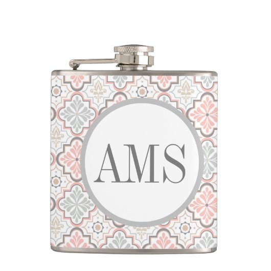Marokkaans bloembologram op maat heupfles (Voorkant)