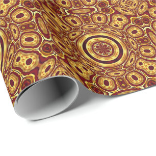 Marokkaans Boho Rood Goud Abstract Patroon Cadeaupapier