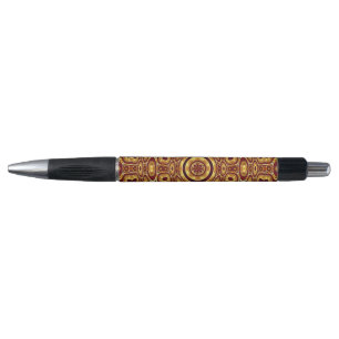Marokkaans Boho Rood Goud Abstract Patroon Pen