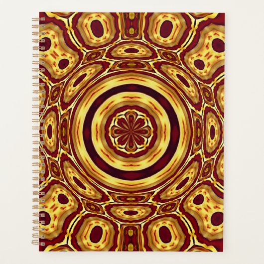 Marokkaans Boho Rood Goud Abstract Patroon Planner (Voorkant)