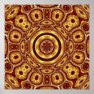 Marokkaans Boho Rood Goud Abstract Patroon Poster