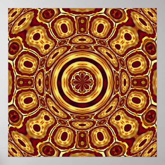 Marokkaans Boho Rood Goud Abstract Patroon Poster (Voorkant)