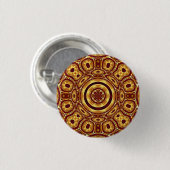 Marokkaans Boho Rood Goud Abstract Patroon Ronde Button 3,2 Cm (Voorkant /achterkant)