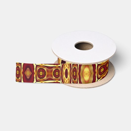 Marokkaans Boho Rood Goud Abstract Patroon Satijnen Lint (Spoel)