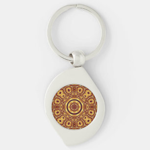 Marokkaans Boho Rood Goud Abstract Patroon Sleutelhanger