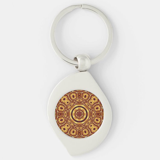 Marokkaans Boho Rood Goud Abstract Patroon Sleutelhanger (Voorkant)