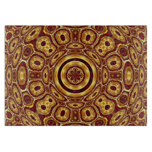Marokkaans Boho Rood Goud Abstract Patroon Snijplank