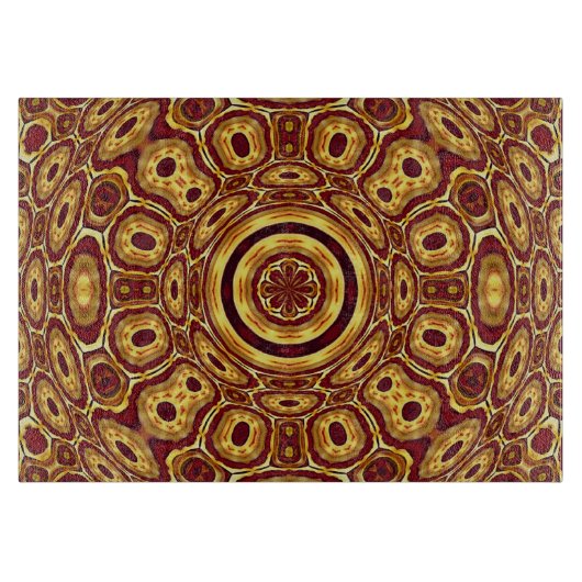 Marokkaans Boho Rood Goud Abstract Patroon Snijplank (Voorkant)