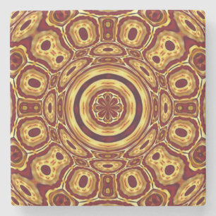 Marokkaans Boho Rood Goud Abstract Patroon Stenen Onderzetter