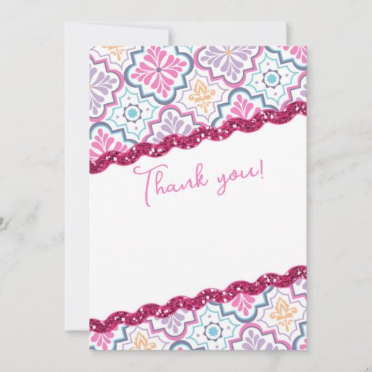 Marokkaans Chic Glittery Modern Bedankkaart (Voorkant)