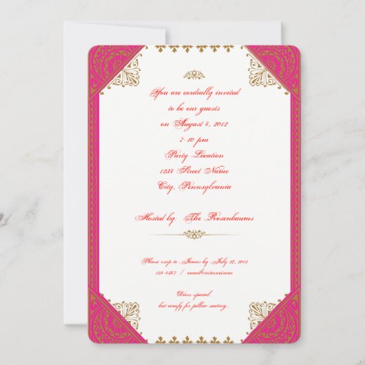 Marokkaans Etnisch Thema Uitnodiging voor verjaard (Voorkant)