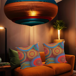 Marokkaans exotisch rustiek rood oranje blauw groe kussen