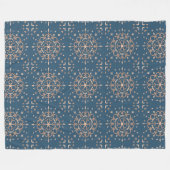Marokkaans geïnspireerd blauw en bruin medaillon p fleece deken (Voorkant (Horizontaal))