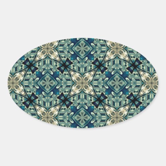 Marokkaans geïnspireerd design ovale sticker (Voorkant)