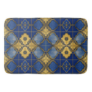 Marokkaans geïnspireerd patroon vierlobben blauw g badmat