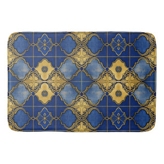 Marokkaans geïnspireerd patroon vierlobben blauw g badmat