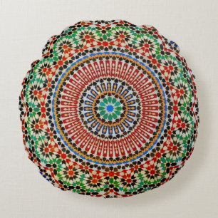 Marokkaans geometrisch patroon rond kussen