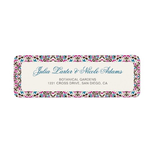 Marokkaans geometrisch traliewerk Mandala Bruiloft Etiket (Voorkant)