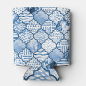 Marokkaans geometrisch, waterverf naadloos patroon blikjeskoeler (Achterkant)