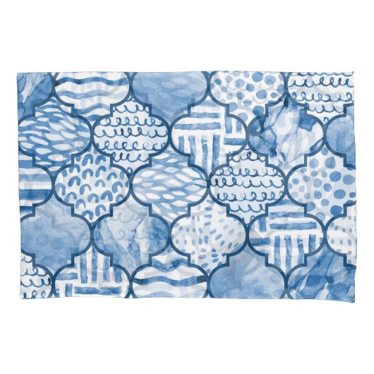 Marokkaans geometrisch, waterverf naadloos patroon kussensloop (Voorkant)